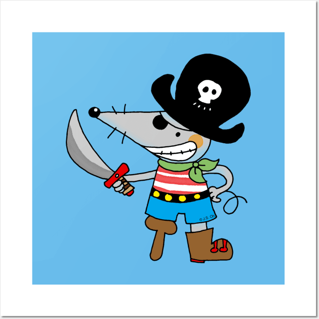 pirate mouse cartoon Wall Art by cartoonygifts